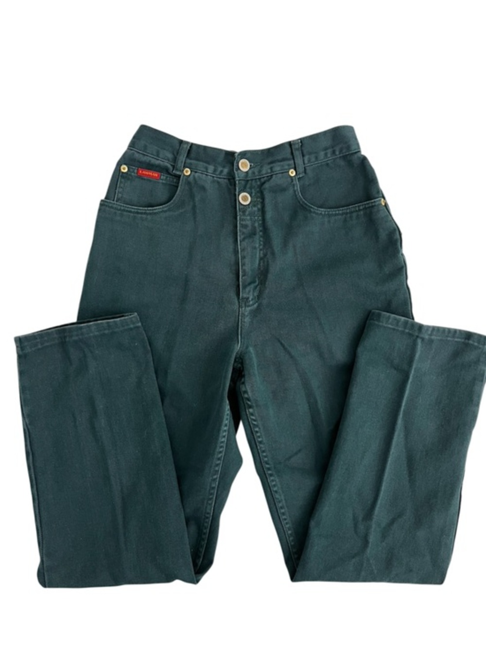Vintage Lawman Western dark green straight jeans- gold detailing